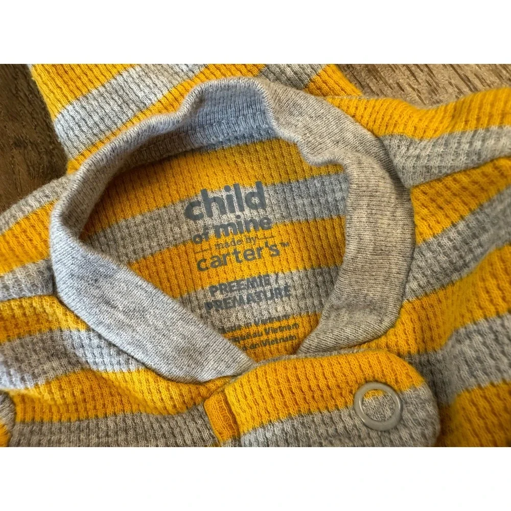 Carters Preemie Baby Boy‎ Sleeper Zip Outfit Romper Clothes Thermal Stripe Bear